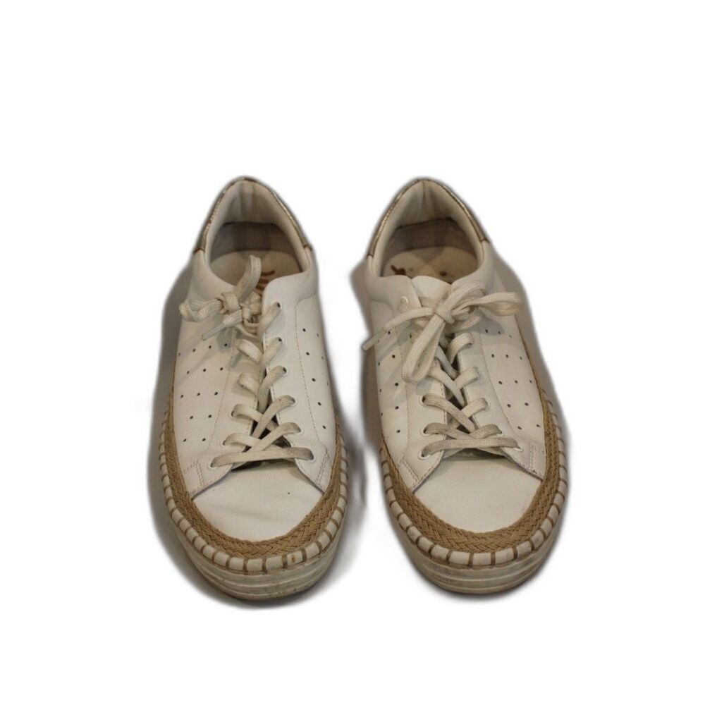 Sam Edleman kavi white white and tan accent size 8 flat sneakers
